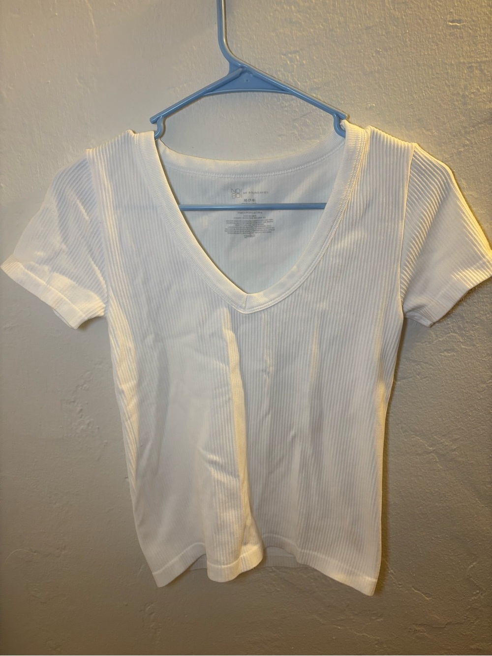 No Boundaries Ribbed V-Neck Tee - White